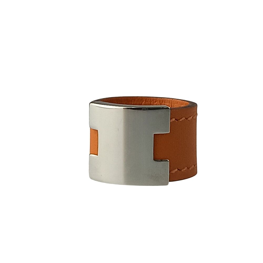HERMES Hermes Ring, Lurie Orange Silver Swift Metal, Women's